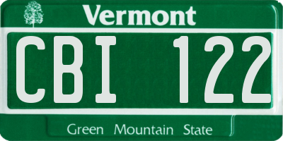VT license plate CBI122