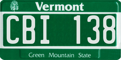 VT license plate CBI138