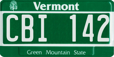 VT license plate CBI142