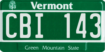 VT license plate CBI143