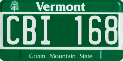 VT license plate CBI168