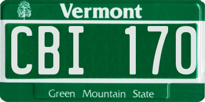 VT license plate CBI170