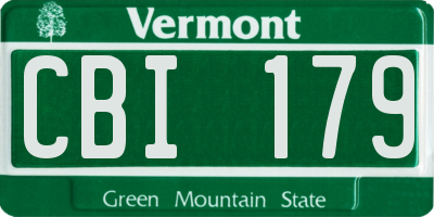 VT license plate CBI179