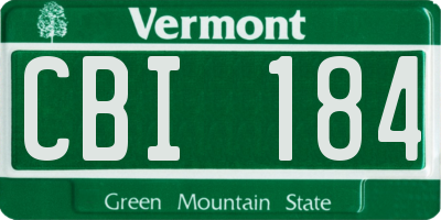 VT license plate CBI184