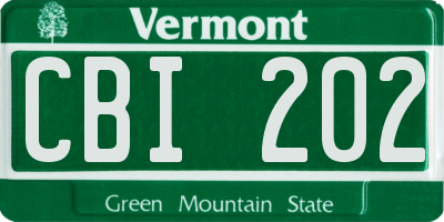 VT license plate CBI202