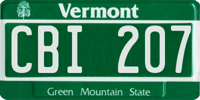 VT license plate CBI207