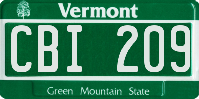 VT license plate CBI209