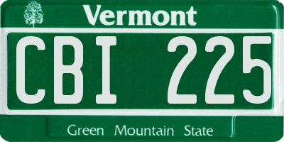 VT license plate CBI225