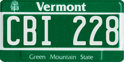 VT license plate CBI228