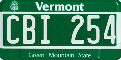 VT license plate CBI254