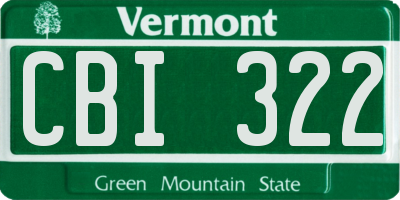 VT license plate CBI322