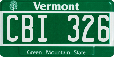 VT license plate CBI326