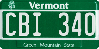 VT license plate CBI340