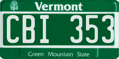VT license plate CBI353