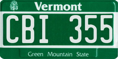 VT license plate CBI355