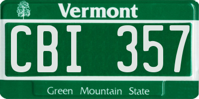 VT license plate CBI357