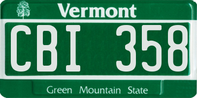 VT license plate CBI358