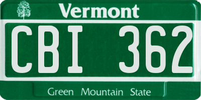 VT license plate CBI362