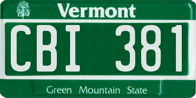 VT license plate CBI381