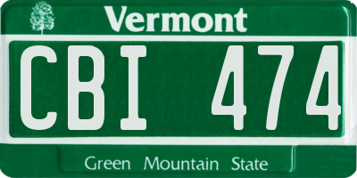 VT license plate CBI474