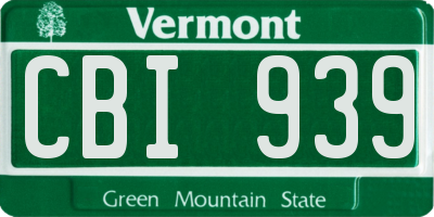 VT license plate CBI939