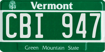 VT license plate CBI947