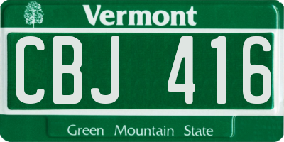 VT license plate CBJ416