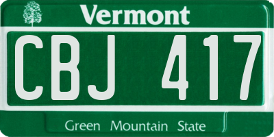 VT license plate CBJ417