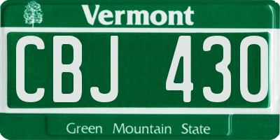 VT license plate CBJ430