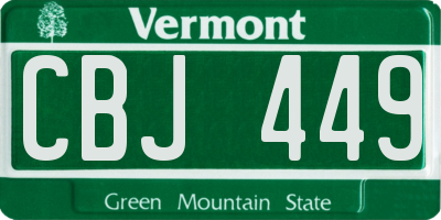 VT license plate CBJ449