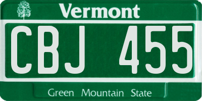 VT license plate CBJ455