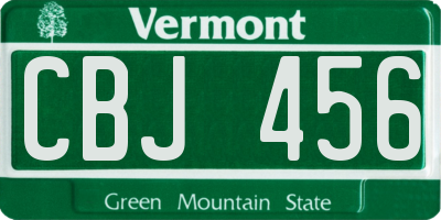 VT license plate CBJ456