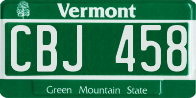 VT license plate CBJ458