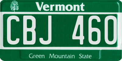 VT license plate CBJ460