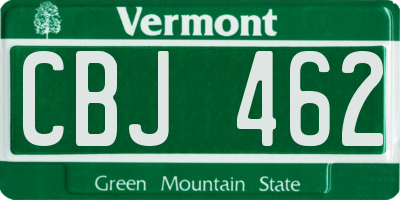 VT license plate CBJ462