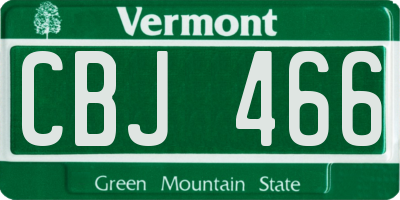 VT license plate CBJ466