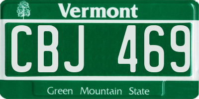 VT license plate CBJ469