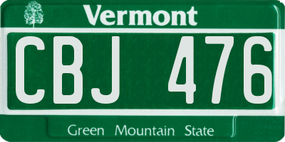 VT license plate CBJ476