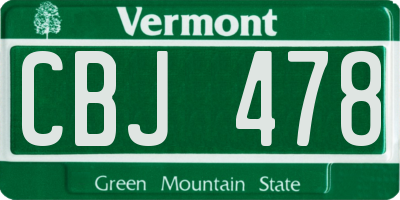VT license plate CBJ478