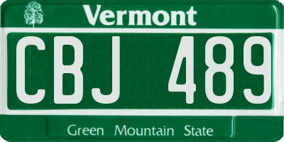 VT license plate CBJ489