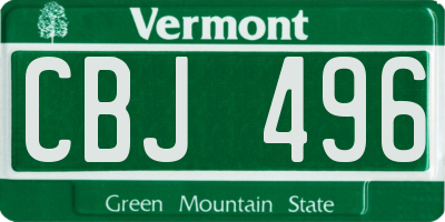 VT license plate CBJ496