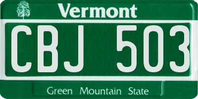 VT license plate CBJ503