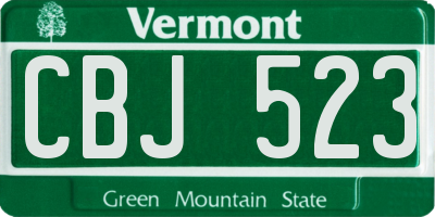 VT license plate CBJ523