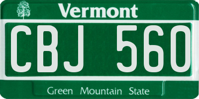 VT license plate CBJ560