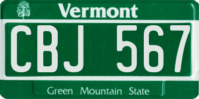 VT license plate CBJ567