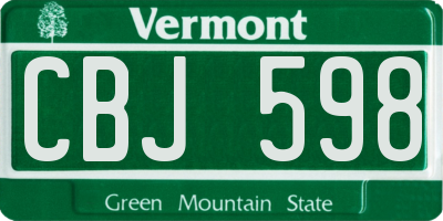 VT license plate CBJ598