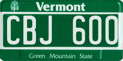 VT license plate CBJ600