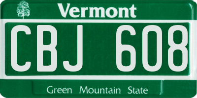 VT license plate CBJ608