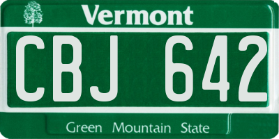 VT license plate CBJ642