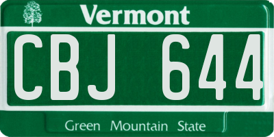 VT license plate CBJ644